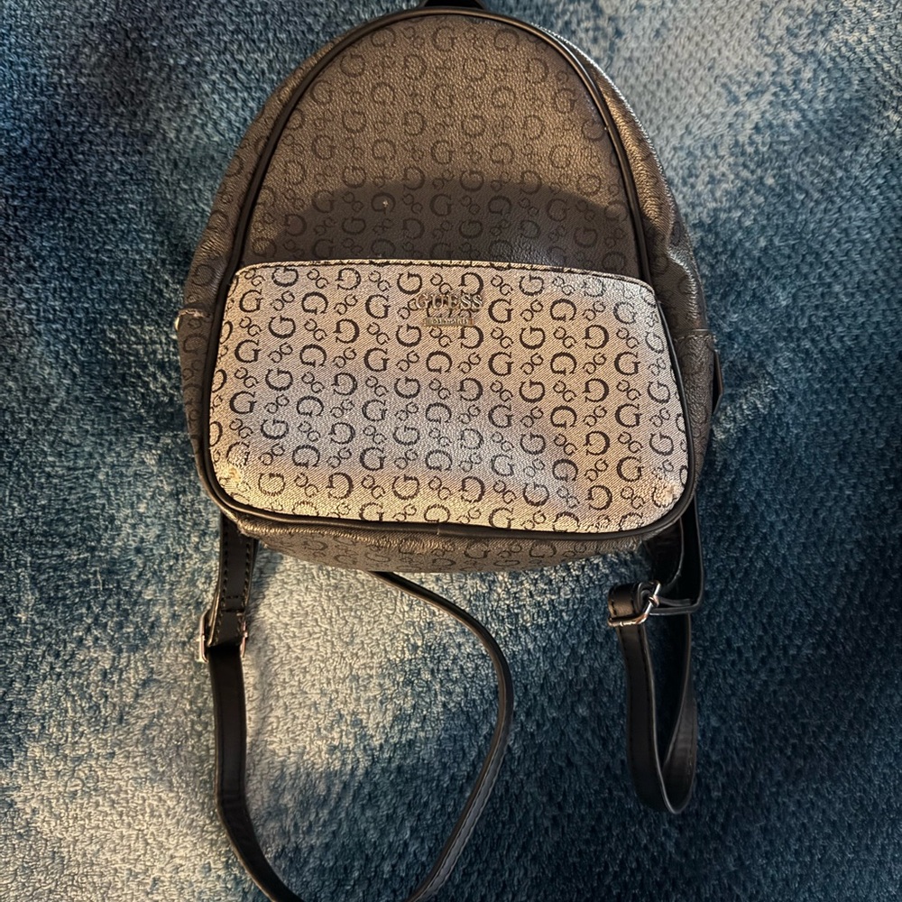 Guess Black and Gray Monogram Backpack